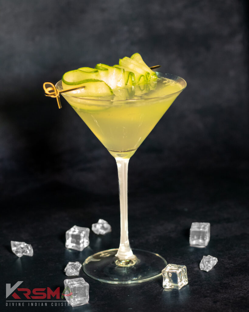 Cucumber gin martini at KRSMA Indian Restaurant
